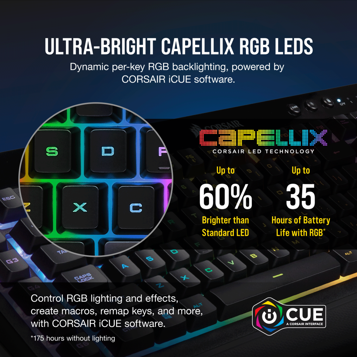 Bàn phím giả cơ Corsair K57 RGB Wireless (CH-925C015-NA)