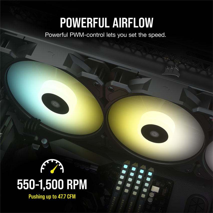 Bộ 2 quạt máy tính 140mm Corsair SP140 RGB ELITE LED kèm Node Core - CO-9050111-WW