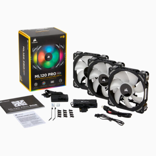 Bộ 3 quạt máy tính 120mm Corsair  ML120 PRO RGB kèm Node PRO - CO-9050076-WW