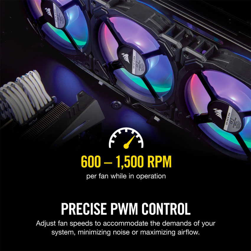 Bộ 3 quạt máy tính 120mm Corsair LL120 RGB kèm Node PRO - CO-9050072-WW
