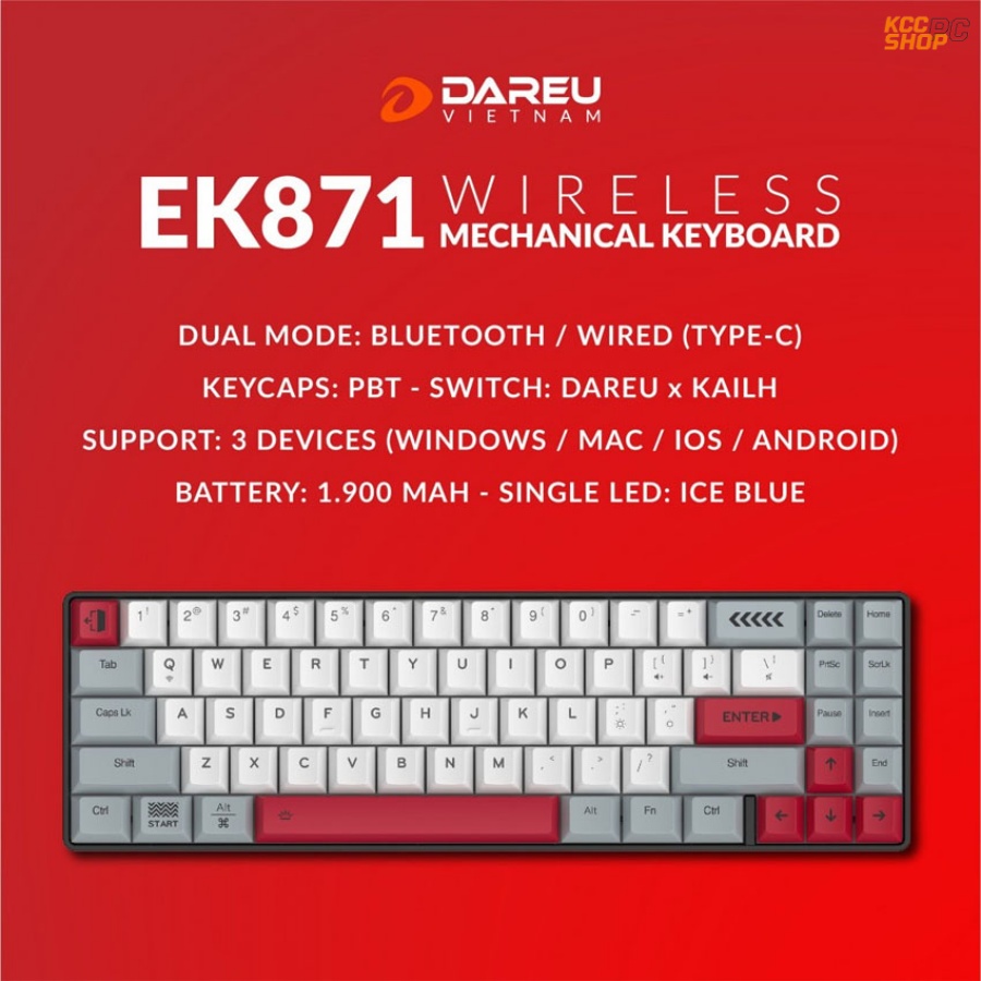 DAREU EK871 GREY-WHITE 71KEY