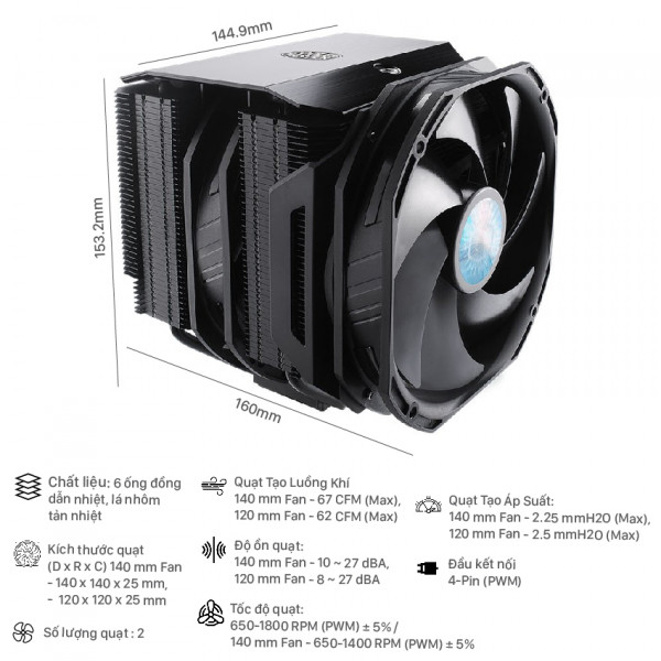 Tản nhiệt khí Cooler Master MasterAir MA624 Stealth
