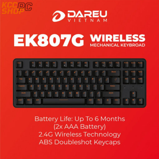 Bàn phím cơ không dây DAREU EK807G BLACK 87-KEYS (Blue/ Brown/ Red D switch)
