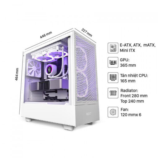 Vỏ máy tính NZXT H5 Flow White  (Mid Tower/Màu Trắng) (CC-H51FW-01)