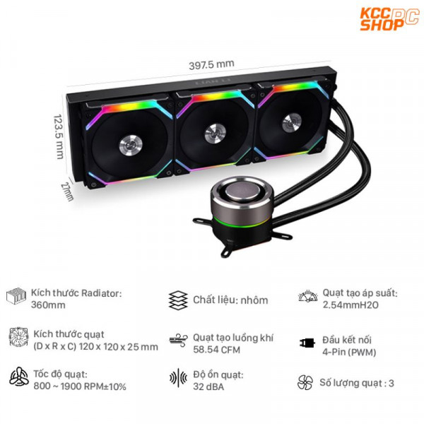 Tản nhiệt nước Lian Li Galahad AIO 360 GA360SLB Black (Hỗ trợ Socket 1700)
