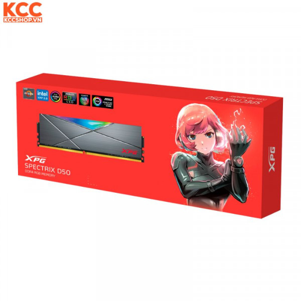 RAM ADATA XPG D50 DDR4 8GB 3600Mhz Grey RGB (AX4U36008G18I-ST50)