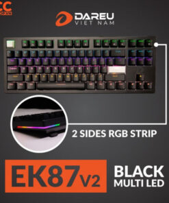 Bàn phím cơ Gaming DAREU EK87 v2 (2 sides RGB strip, Blue/ Brown/ Red D switch) (Màu Đen)