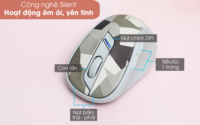 Hoạt động êm ái - Chuột Bluetooth Silent Rapoo M500