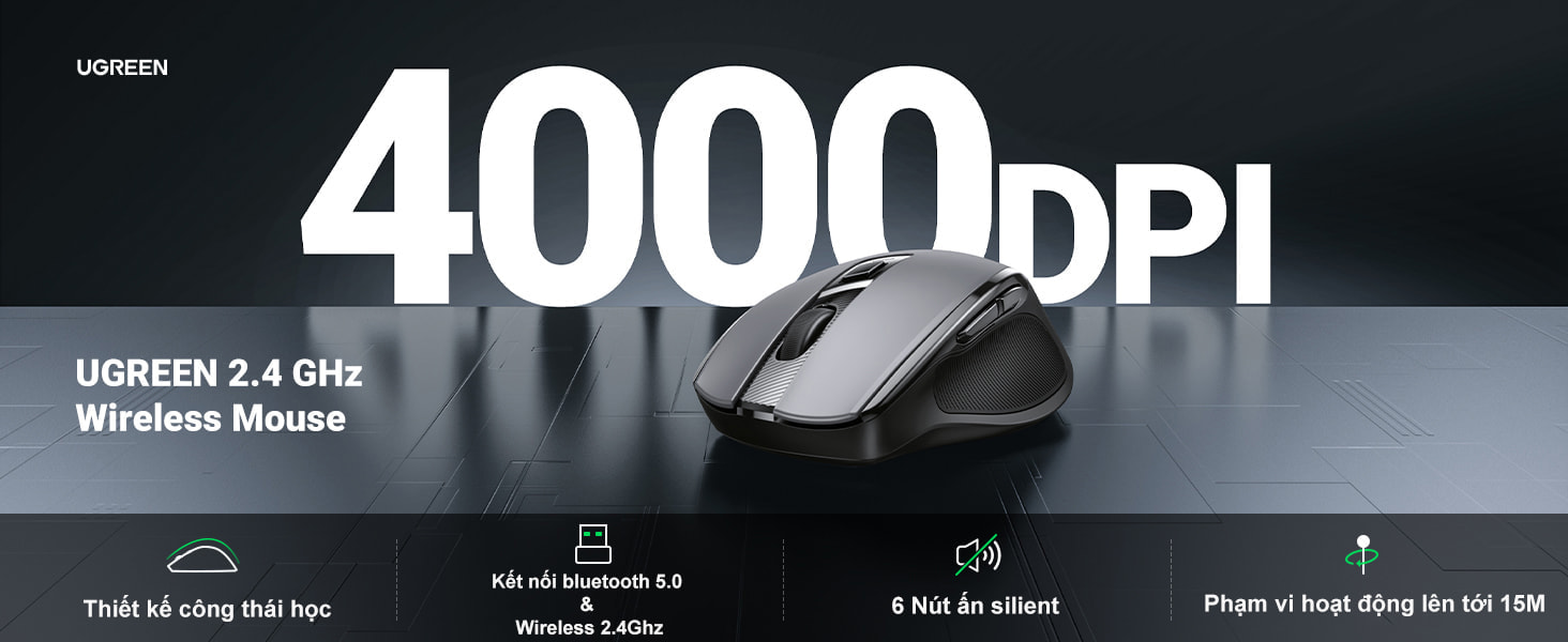 chuot-wireless-ergonomic-ugreen-15063-silient-4000dpi