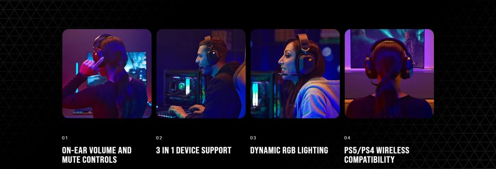 GEARVN - Tai nghe Corsair HS80 White RGB Wireless