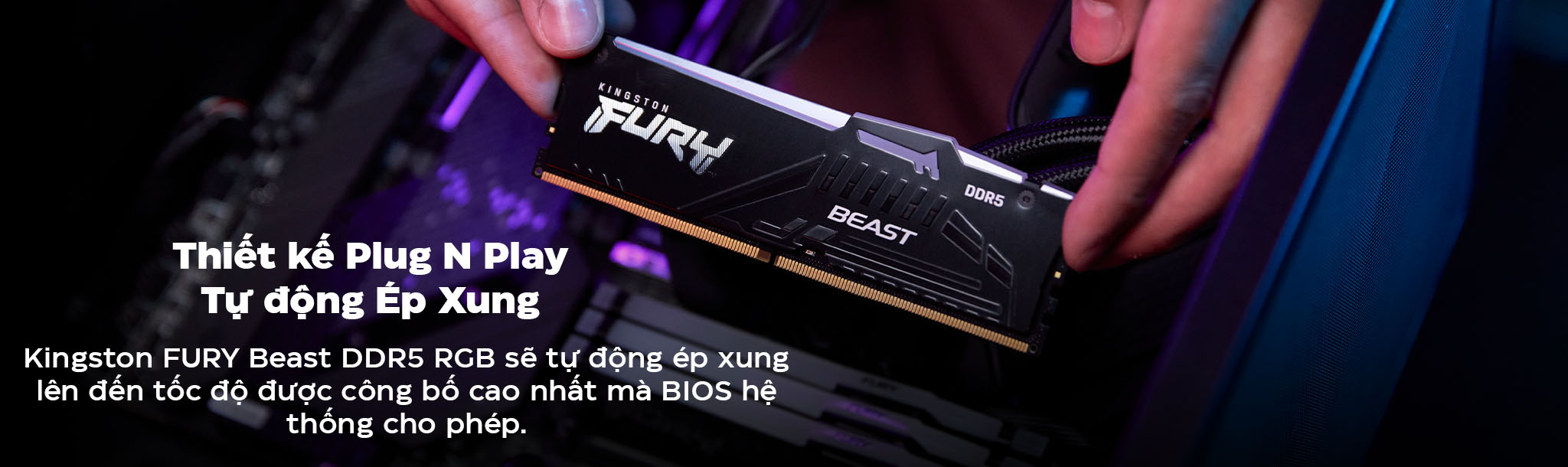 Ram Desktop Kingston Fury Beast (KF556C40BBK2-32) 32GB (2x16GB) DDR5 5600Mhz