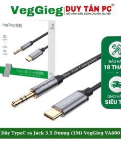 TYPE-C RA JACK 3.5 DƯƠNG Typec Male to 3.5mm Male Audio VA600 1M