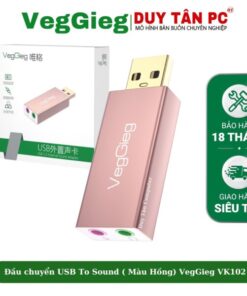 USB SOUND 2.0 VEGGIEG VK102 MÀU HỒNG