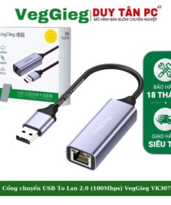 USB Lan dây 2.0 100Mbps ( 0.15M) VEGGIEG VK307 15CM