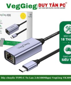 Dây chuyển Type-C to Lan 2.0 100MBVEGGIEG VK309 15CM