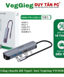 Cổng chuyển đổi TypeC (0.15M) VEGGIEG VTC05R 15CM