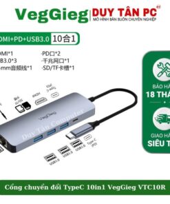 HUB TYPE-C 10 IN 1 VEGGIEG VTC10R 15CM