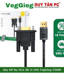 Cổng chuyển đổi DP sang VGA (DƯƠNG) 4K VEGGIEG VZ606 1,5M