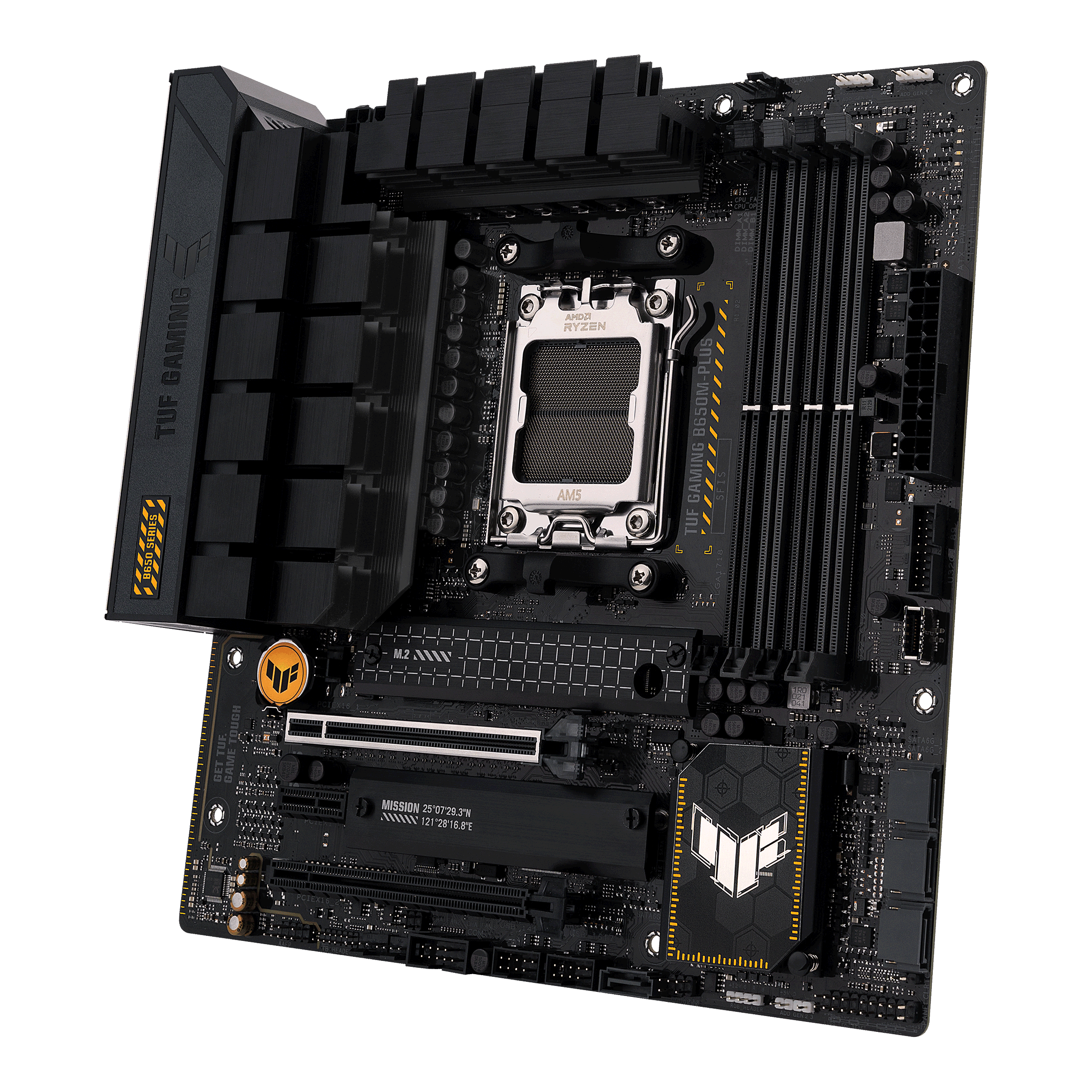 TUF GAMING B650M-PLUS front view, 45 degrees