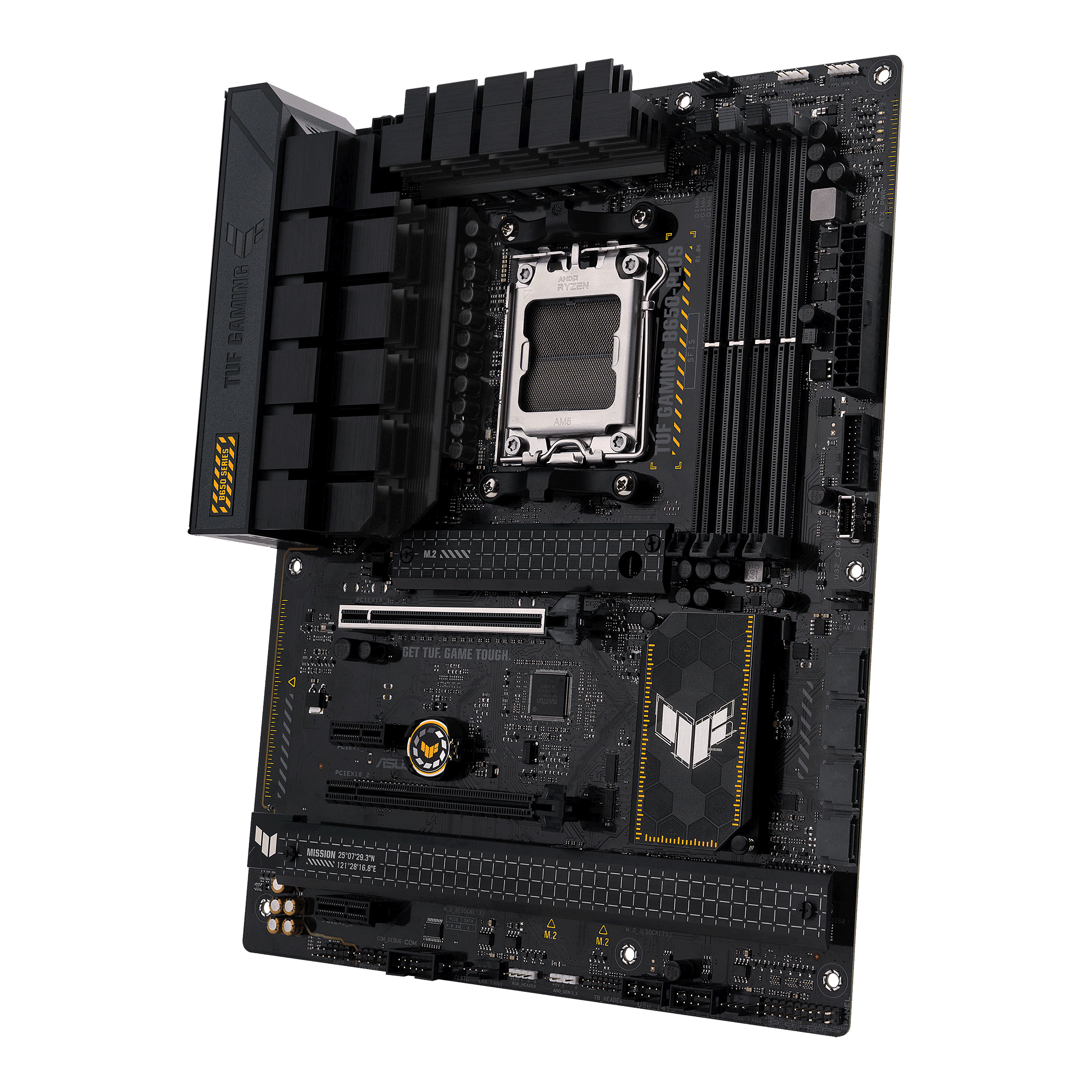 TUF GAMING B650-PLUS front view, 45 degrees